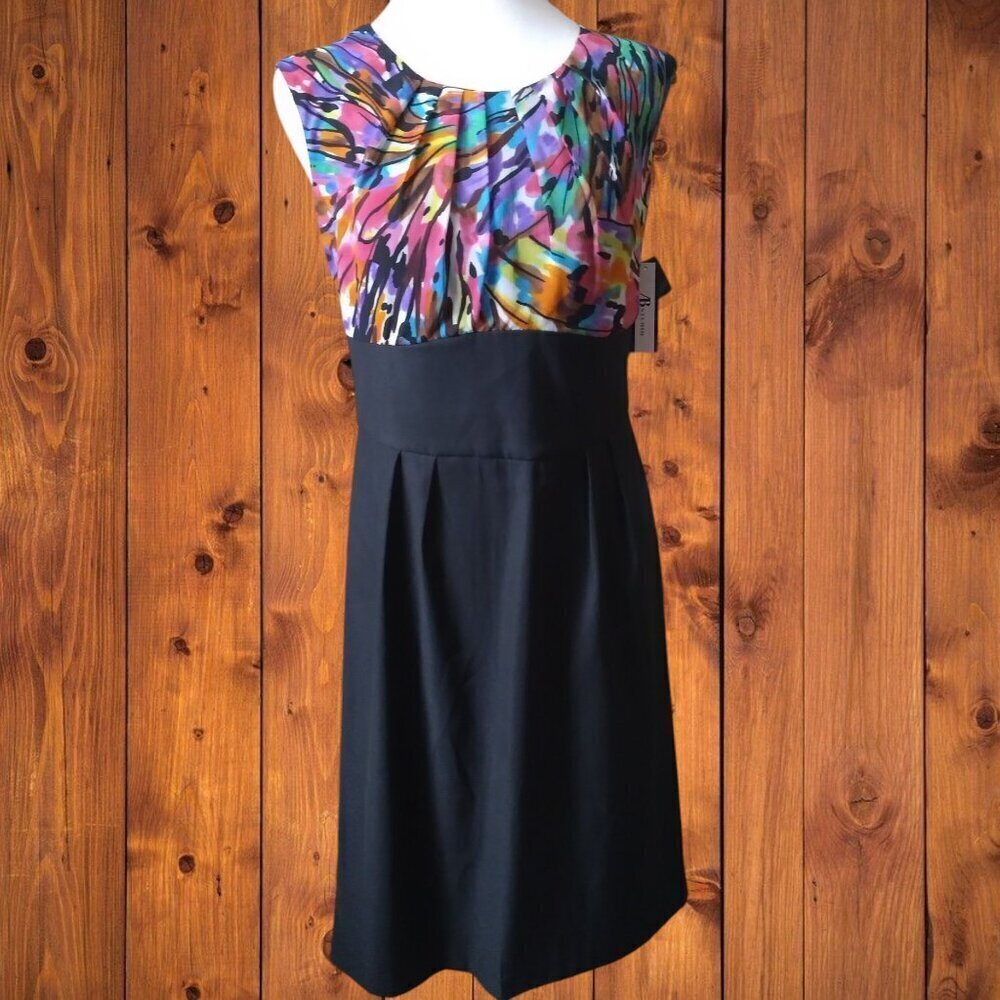 AB STUDIO Size 8 Sleeveless Office Dress Colorful Contemporary Feminine NEW